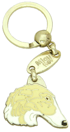 BORZOI WHITE AND CREAM <br> (keyring, engraving included)